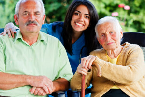 elderly people and caregiver